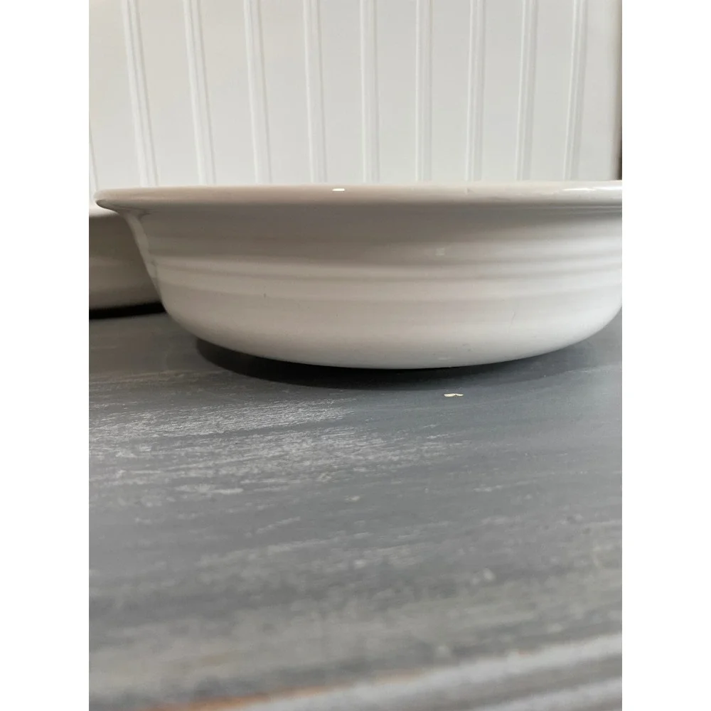 (3) Fiesta White Rim Soup Cereal Bowls Ceramic Concentric Rings Made in USA‎ 7in